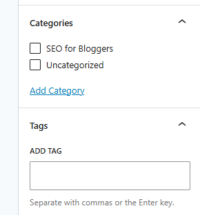 The categories panel in the post editor.